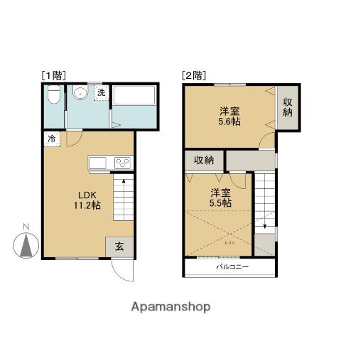 E-TERRACE HOUSE(2LDK/2階)の間取り写真