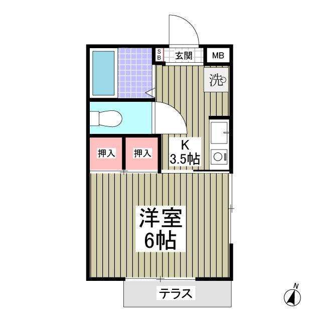 コーポ東日本Ⅰ(1K/1階)の間取り写真