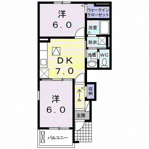 TOWNPOPOタンポポⅠ(2DK/1階)の間取り写真