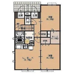 TSGARDENB(2LDK/1階)の間取り写真