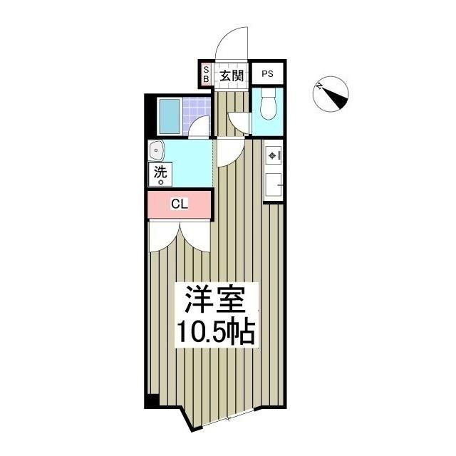 キュウブEX三俣(ワンルーム/2階)の間取り写真