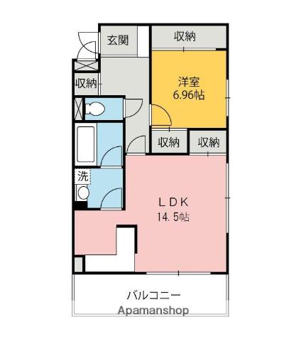 HEAL SPACE(1LDK/3階)の間取り写真