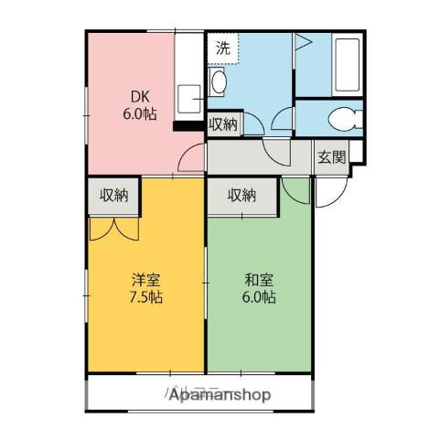 広瀬ハイツ3号館(2DK/2階)の間取り写真
