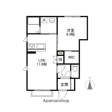 シュシュドメゾンⅠ・Ⅱ(1LDK/1階)の間取り写真