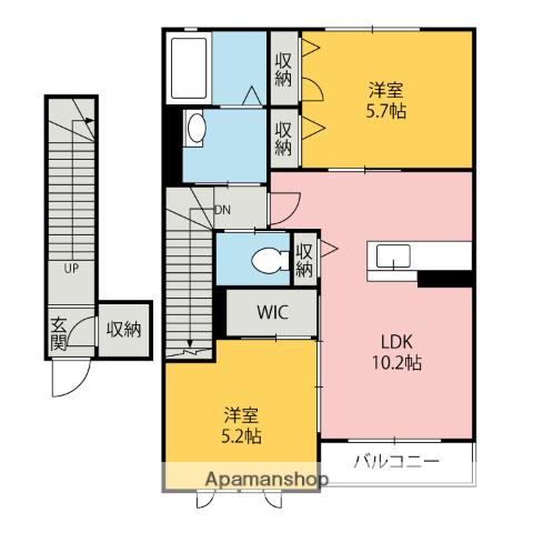 コンティニューAB(2LDK/2階)の間取り写真