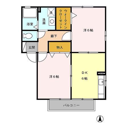 サニーウェルA・B(2DK/1階)の間取り写真