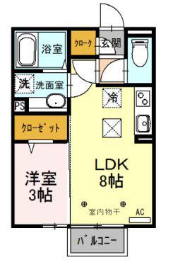 スピネル(1LDK/1階)の間取り写真