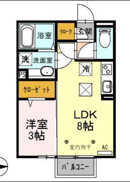 スピネル(1LDK/1階)の間取り写真