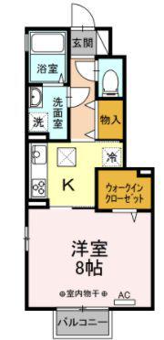 D-ROOM表町(1K/1階)の間取り写真