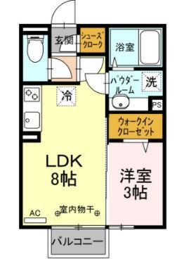 トレス・カーサ(1LDK/2階)の間取り写真