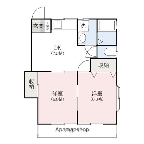 サンシティー・日吉(2DK/1階)の間取り写真