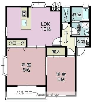 リヴェール(2LDK/1階)の間取り写真