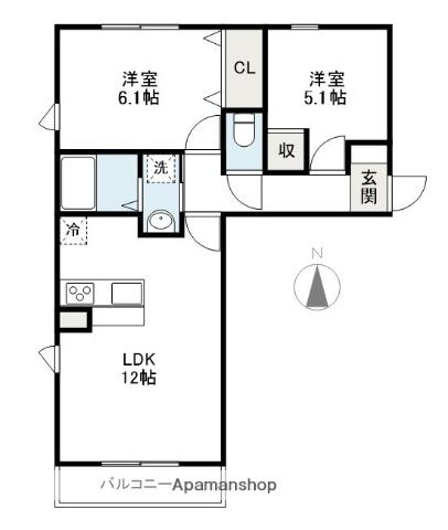 フェリス(2LDK/2階)の間取り写真