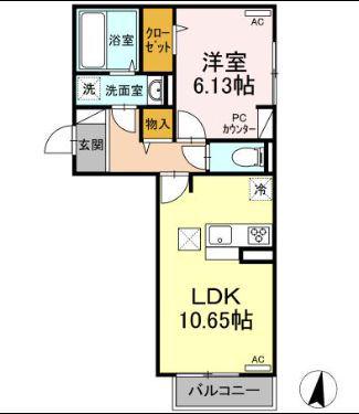 リジエール(1LDK/1階)の間取り写真