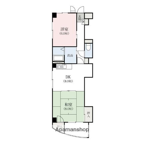 アベニュー駅南(2DK/5階)の間取り写真