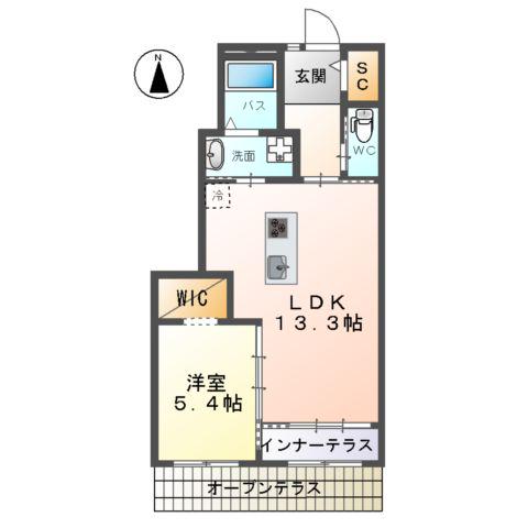 満天星 天川(1LDK/1階)の間取り写真