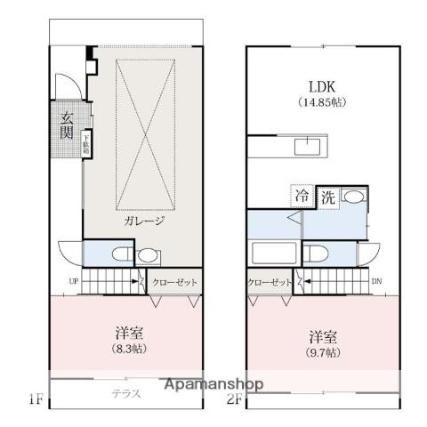 レジデンツK A・B(2LDK/1階)の間取り写真
