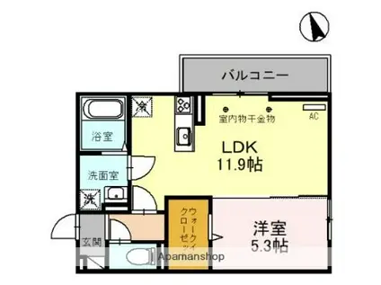 D-ROOM三河町(1LDK/2階)の間取り写真