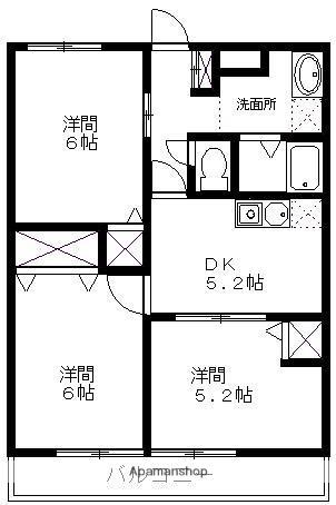 小倉ハイツC棟2階(3DK/2階)の間取り写真