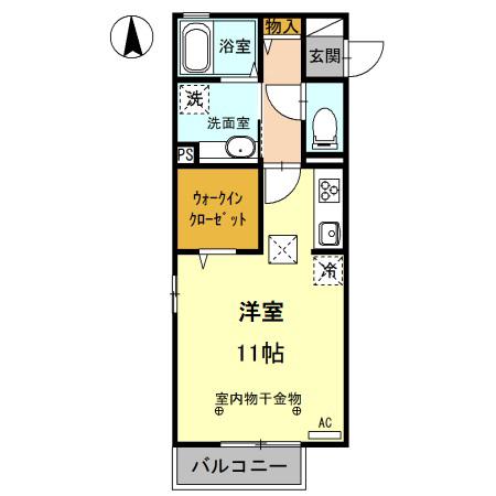 ROSEMARYMARIGOLDFREESIA ROSEMA(ワンルーム/1階)の間取り写真