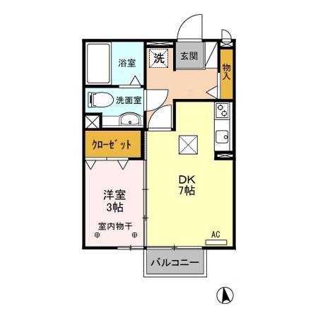 ルミナスハイムⅠ・Ⅱ(1DK/1階)の間取り写真