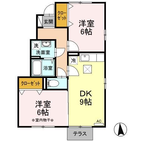 グランメール朝日A・B(2DK/1階)の間取り写真