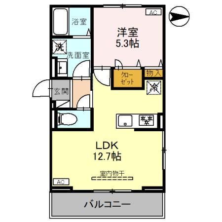 カスタリアⅦ(1LDK/3階)の間取り写真