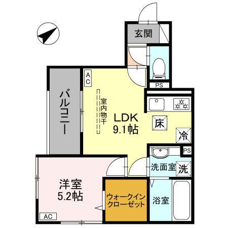 LA MAISON 本町(1LDK/1階)の間取り写真