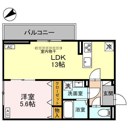 フェリーチェ MAEBASHI(1LDK/1階)の間取り写真