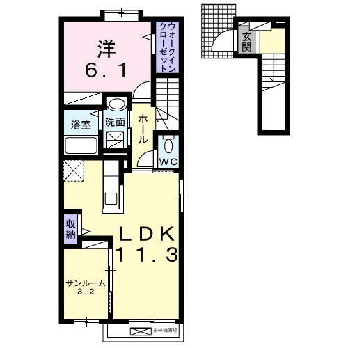 アーバンシティ Ⅱ(1LDK/2階)の間取り写真