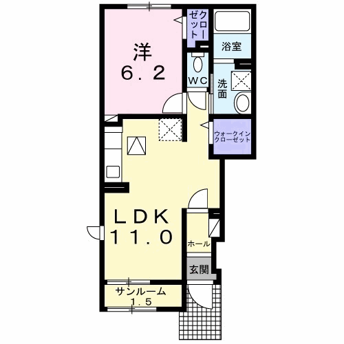 アーバンシティ Ⅰ(1LDK/1階)の間取り写真