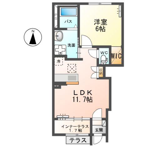 ピパトール(1LDK/1階)の間取り写真