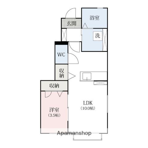グランシャス雅(1LDK/1階)の間取り写真