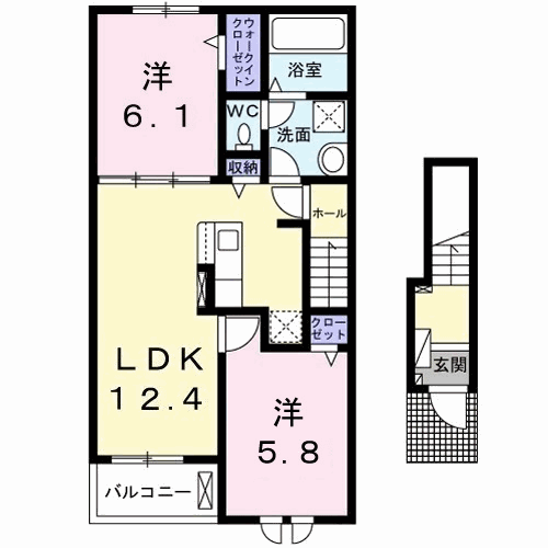 グレイスパークⅠ(2LDK/2階)の間取り写真