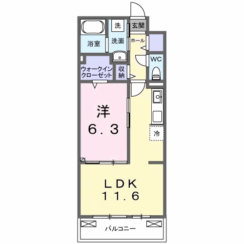 ラニカイ・M(1LDK/3階)の間取り写真