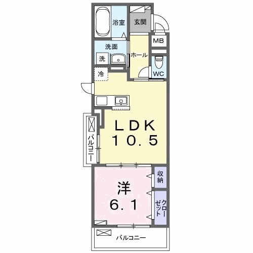 ラニカイ・M(1LDK/3階)の間取り写真