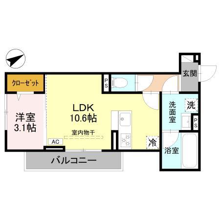 D-GRAN本町(1LDK/2階)の間取り写真