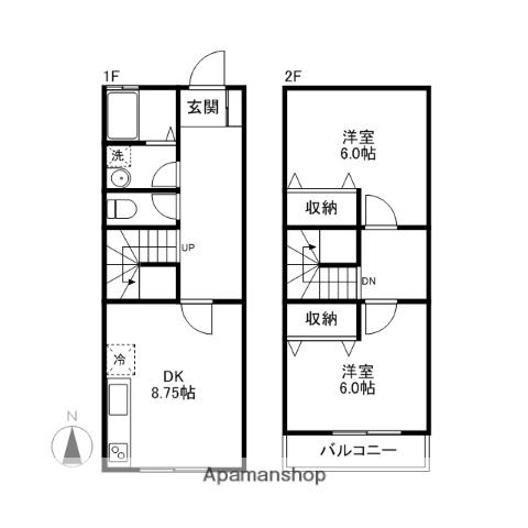 サンク・ボヌール(2DK/1階)の間取り写真