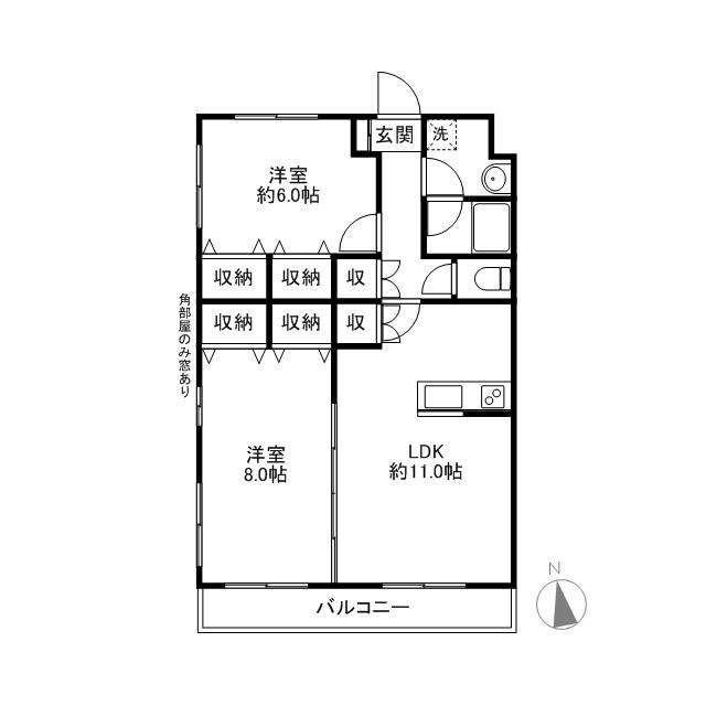 ブルーミングⅡ(2LDK/1階)の間取り写真