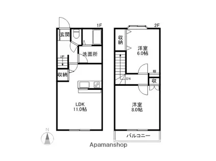 エルグランド(2LDK/1階)の間取り写真