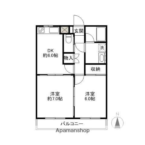 二樹マンション(2DK/4階)の間取り写真