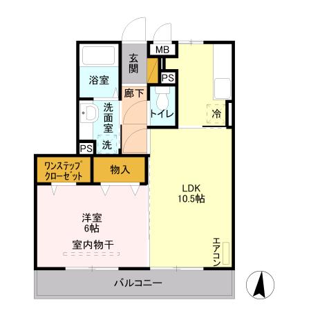 Dクレアーレ(1LDK/3階)の間取り写真