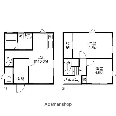 両毛線 前橋駅 バス乗車時間：12分 荒牧新道バス停で下車 徒歩3分 2階建 築14年(2LDK)の間取り写真