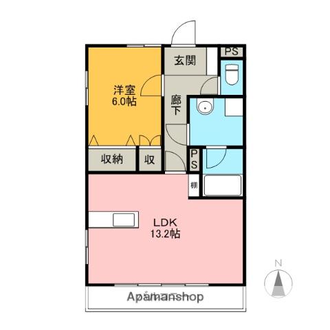 リバティ—下小出(1LDK/3階)の間取り写真