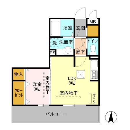 ジュネス稲荷塚(1LDK/1階)の間取り写真
