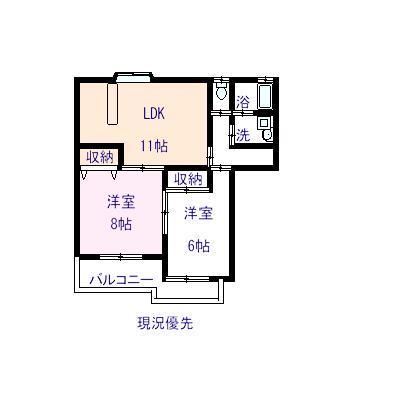 フェニックスⅢ(2LDK/1階)の間取り写真