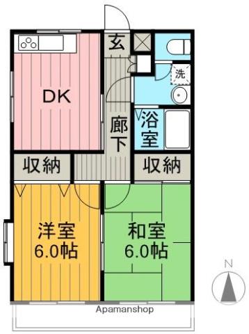 フレンドリーミハラ(2DK/3階)の間取り写真