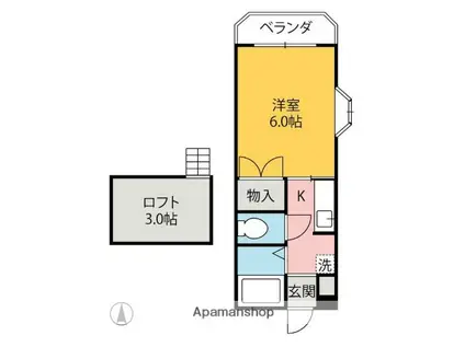 ハイセレクト(1K/2階)の間取り写真