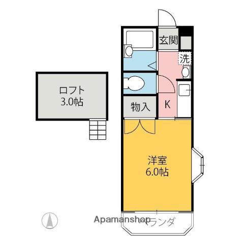 ハイセレクト(1K/2階)の間取り写真
