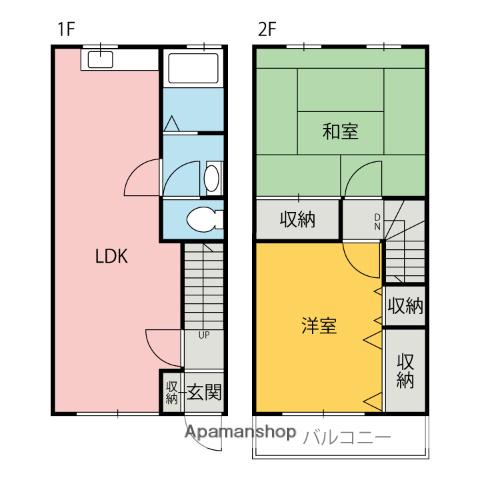 ツイン・ケー(2LDK/1階)の間取り写真